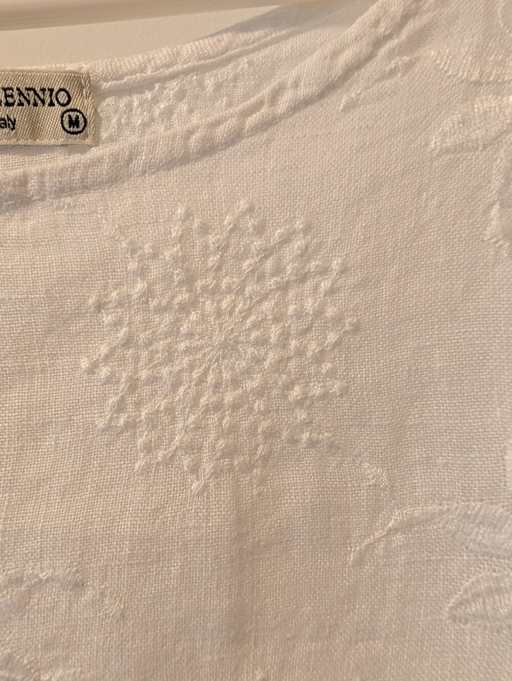 Terzo Milleñnio Made In Italy Linen Embroidered Top M - Picture 4 of 16